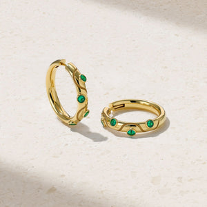 Riva Crest Emerald Hoop Earrings