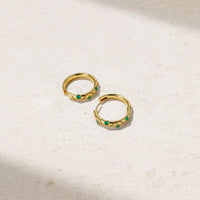 Riva Crest Emerald Hoop Earrings