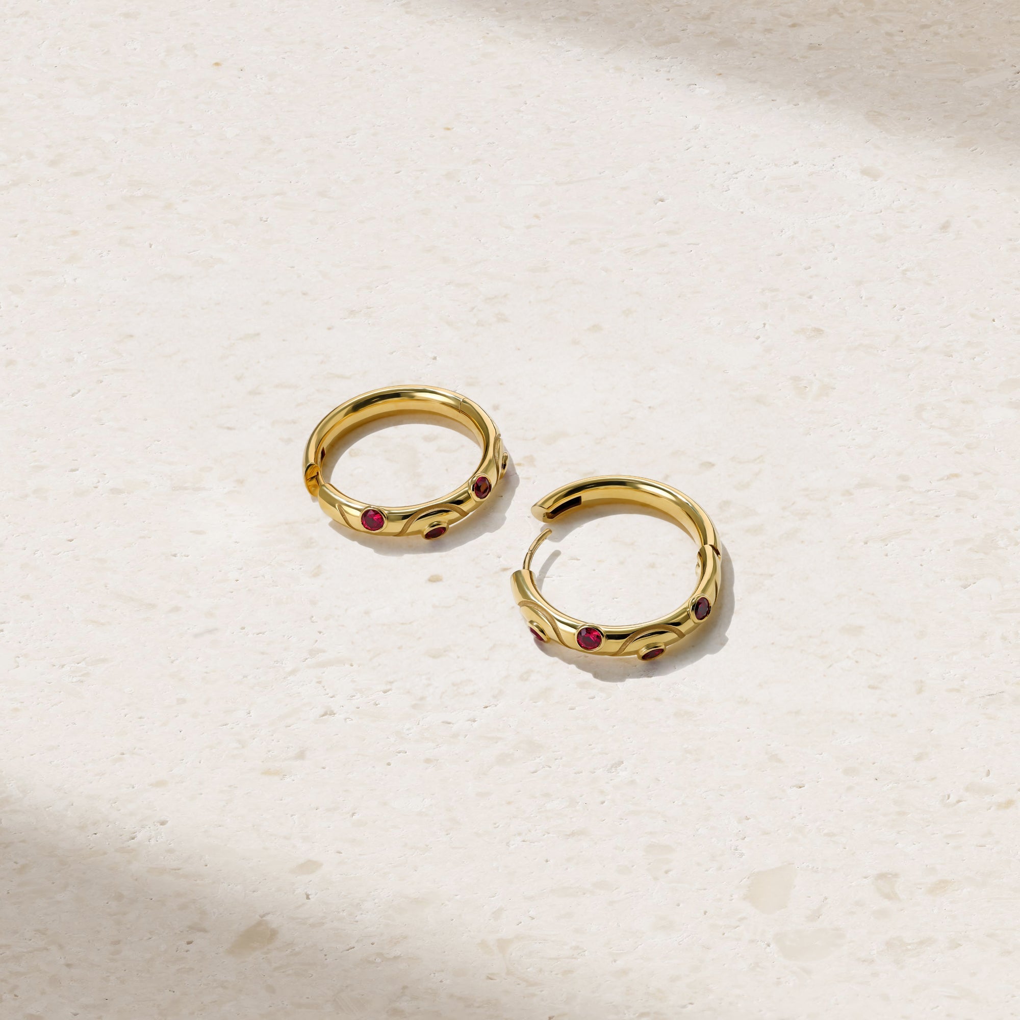 Riva Crest Ruby Hoop Earrings