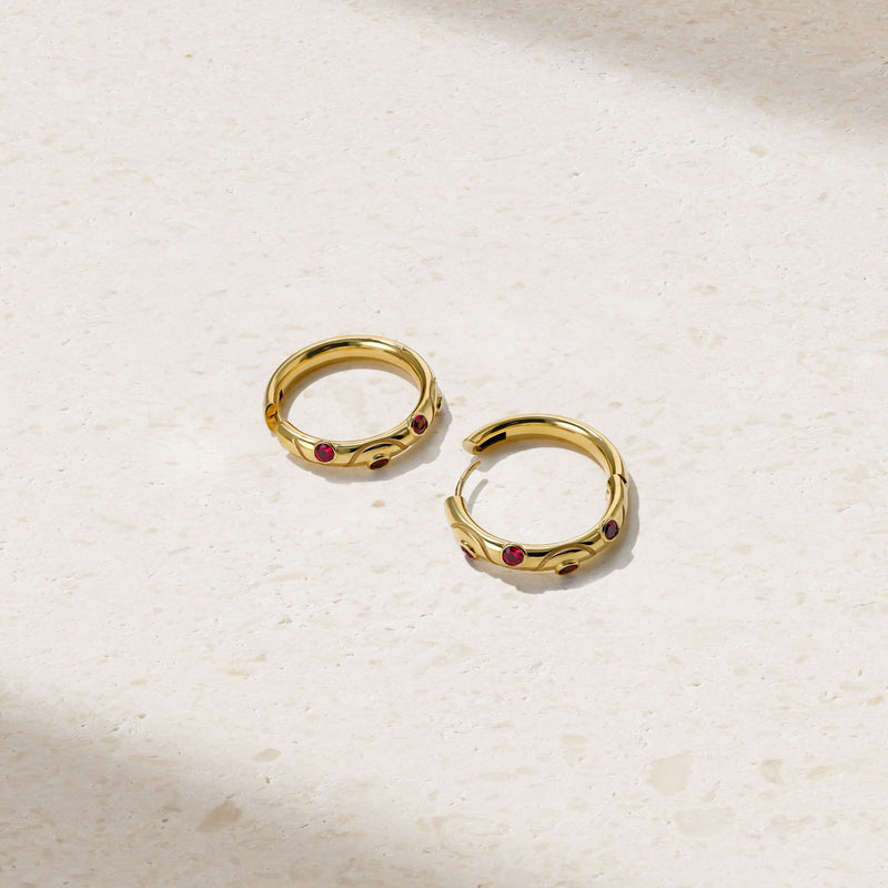 Riva Crest Ruby Hoop Earrings