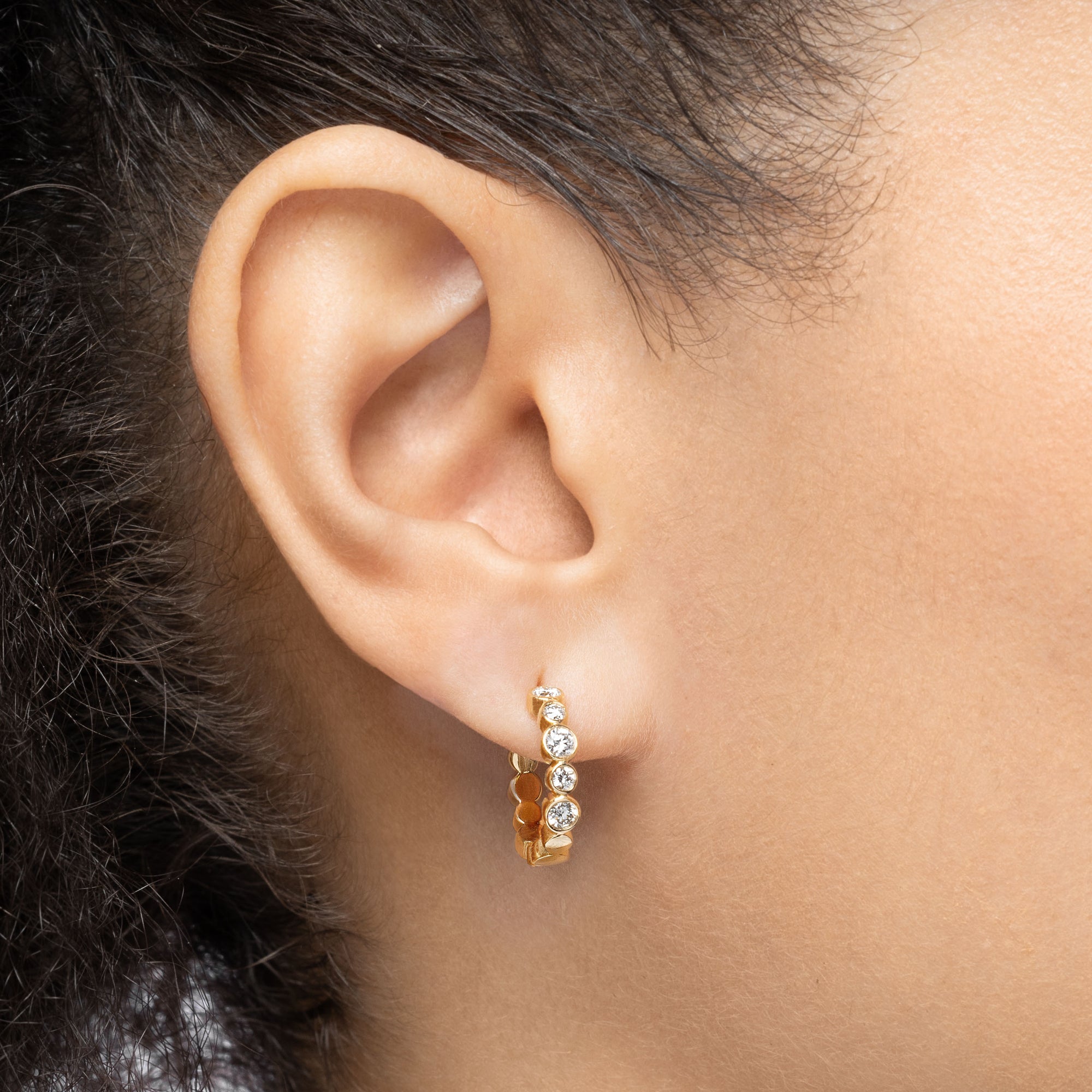 Bubbly Diamond Mini Hoop Earrings