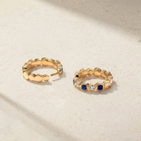 Bubbly Sapphire and Diamond Mini Hoop Earrings