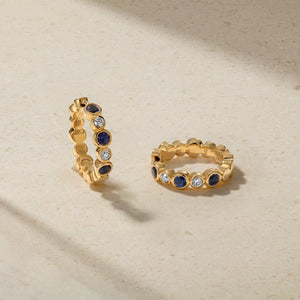 Bubbly Sapphire and Diamond Mini Hoop Earrings