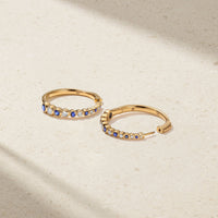 Bubbly Sapphire and Diamond Graduating Hoop Earrings