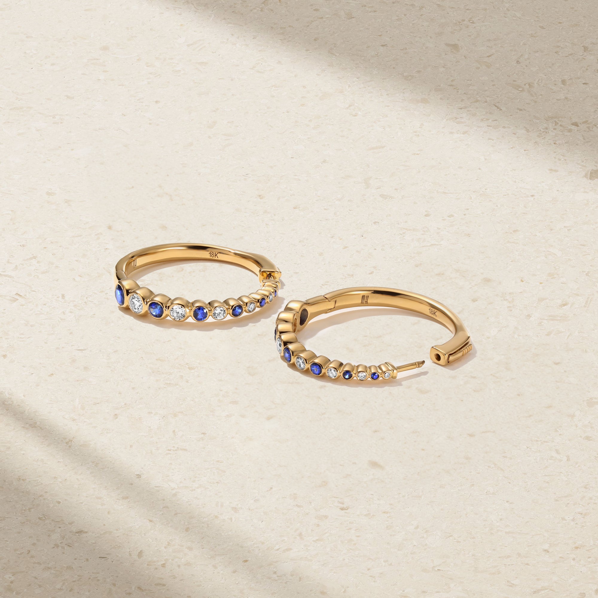 Bubbly Sapphire and Diamond Graduating Hoop Earrings