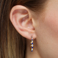 Bubbly Sapphire and Diamond Graduating Hoop Earrings