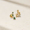 Bubbly Curved Emerald and Diamond Stud Earrings