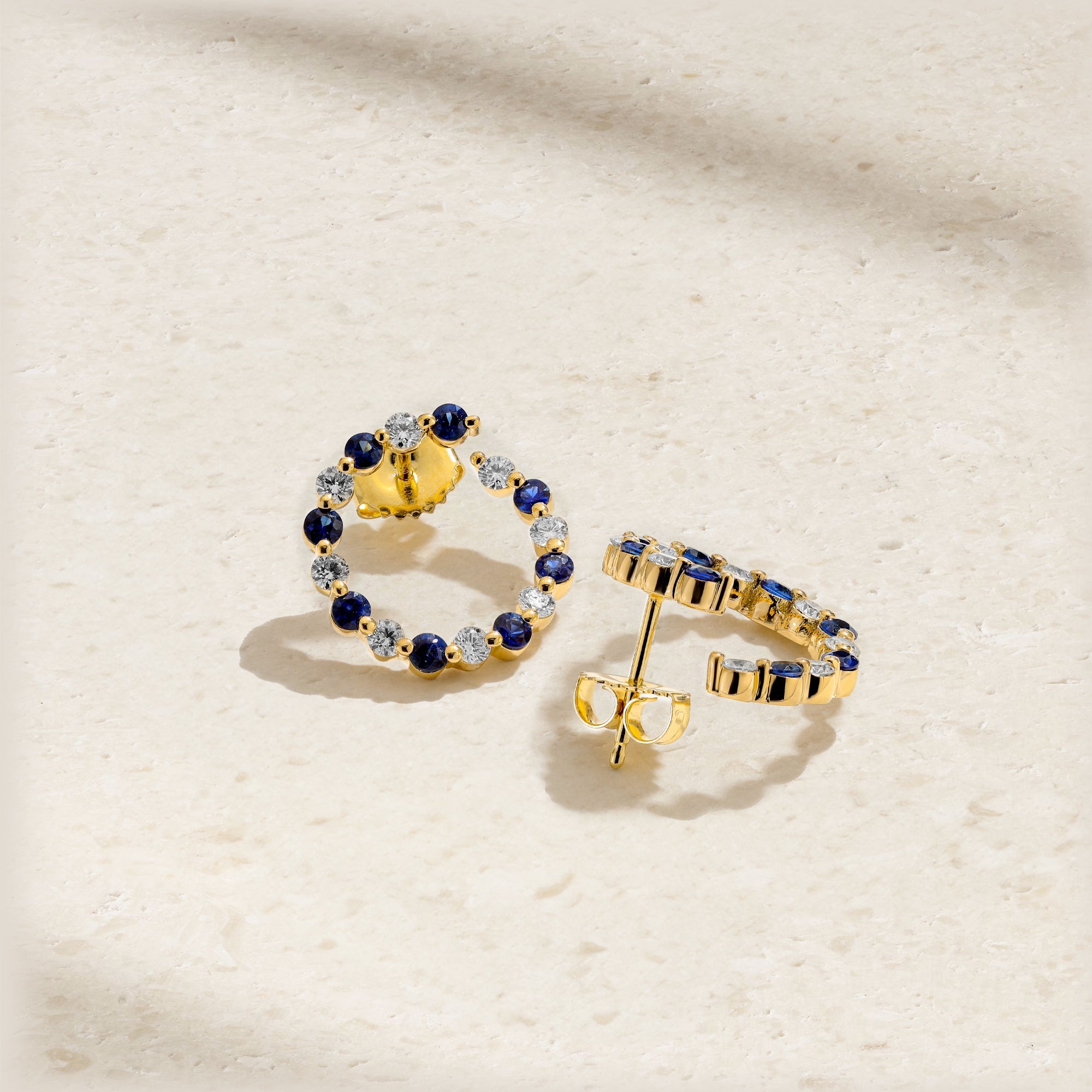 Petite Sphere of Life Sapphire and Diamond Hoop Earrings
