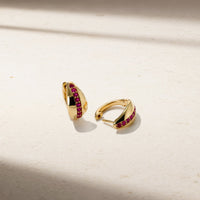 Saturn Ruby Huggie Earrings