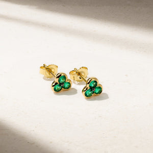 Trinity Emerald Stud Earrings
