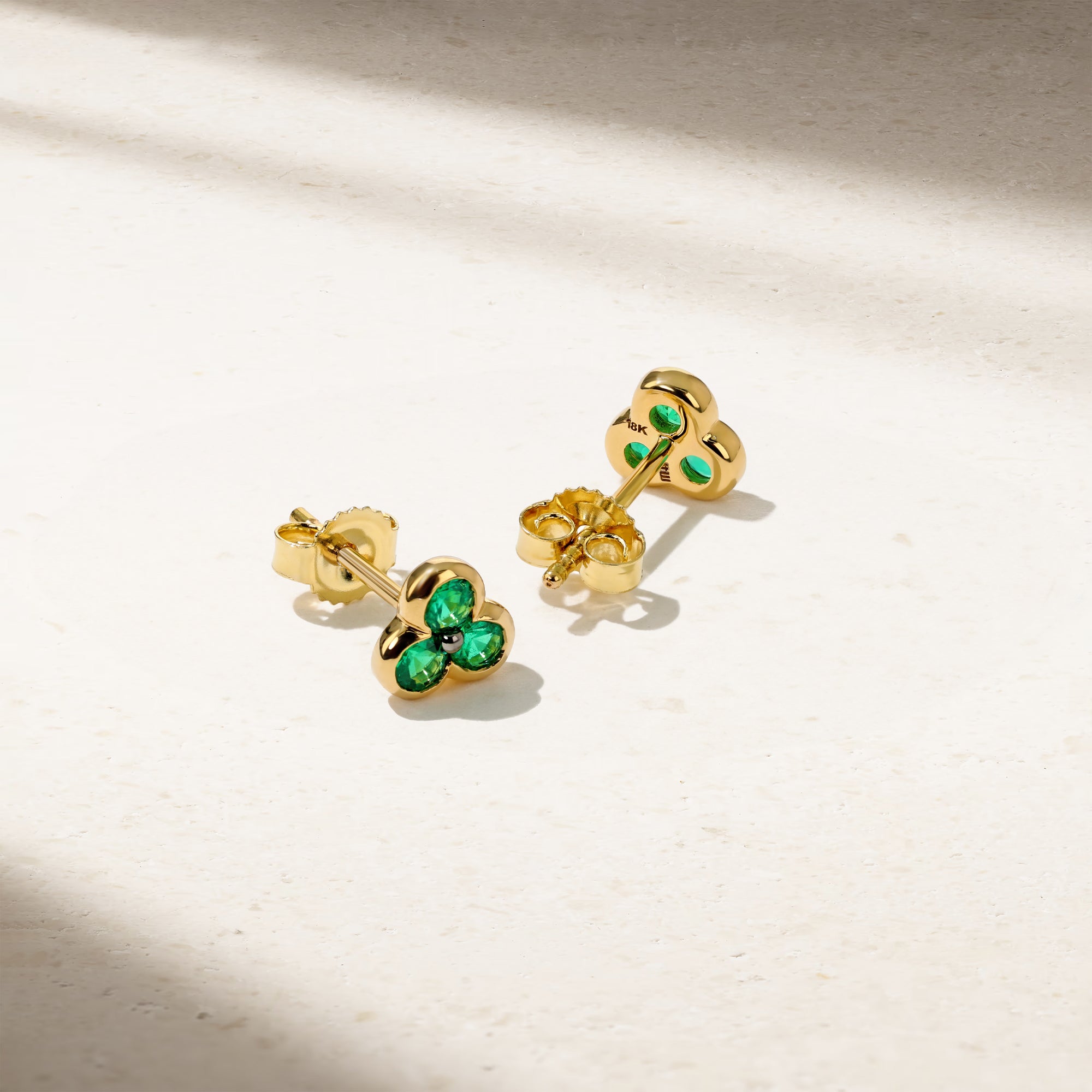Trinity Emerald Stud Earrings