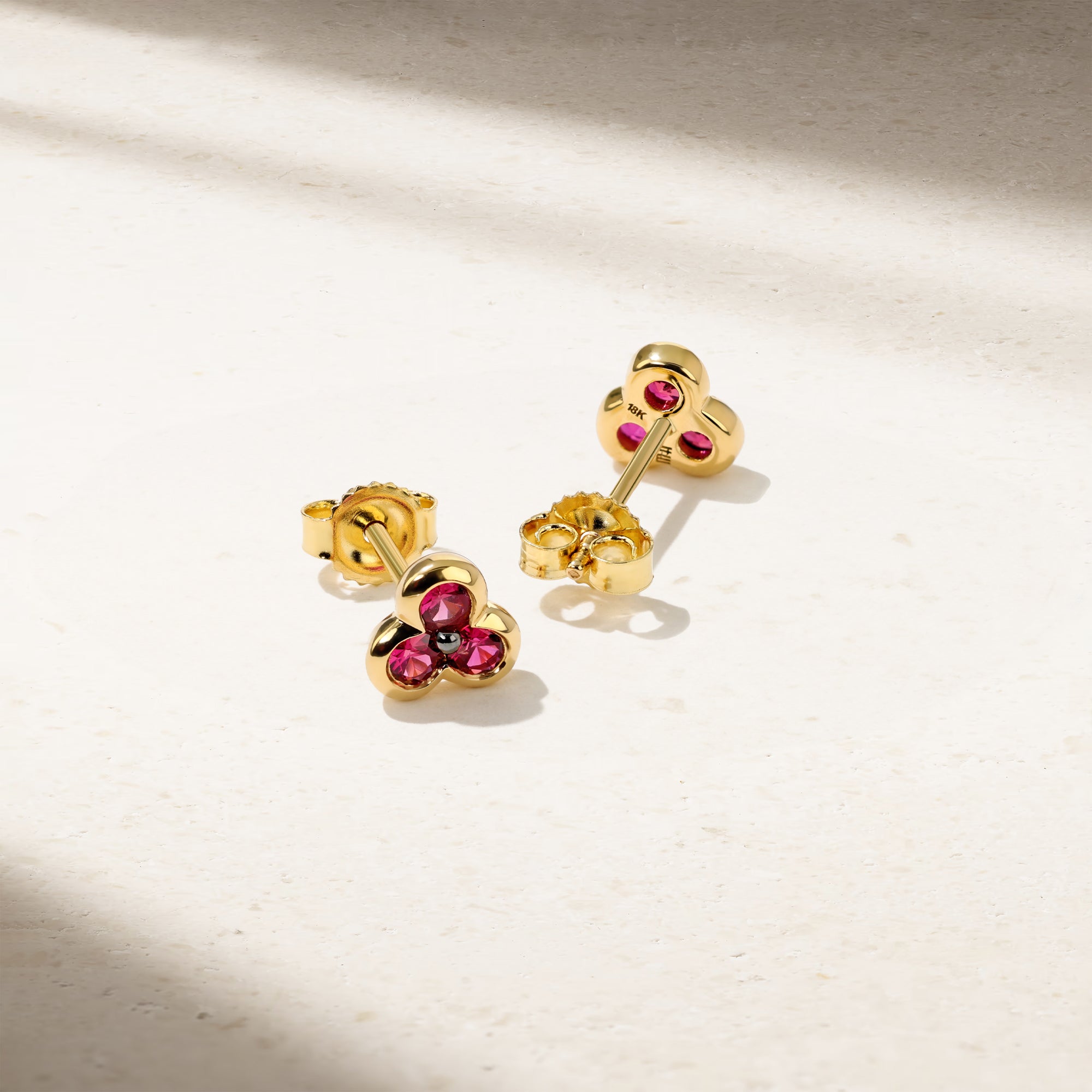 Trinity Ruby Stud Earrings