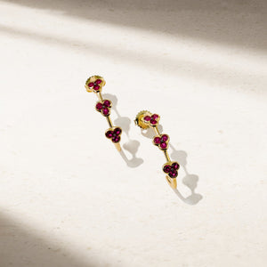 Trinity Ruby Hoop Earrings