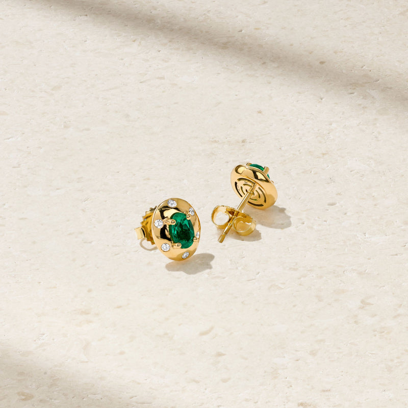 Aurum Oval Emerald Stud Earrings
