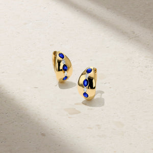 Gypsy Oval Sapphire and Diamond Huggie Earrings