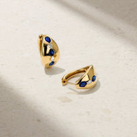 Gypsy Oval Sapphire and Diamond Huggie Earrings