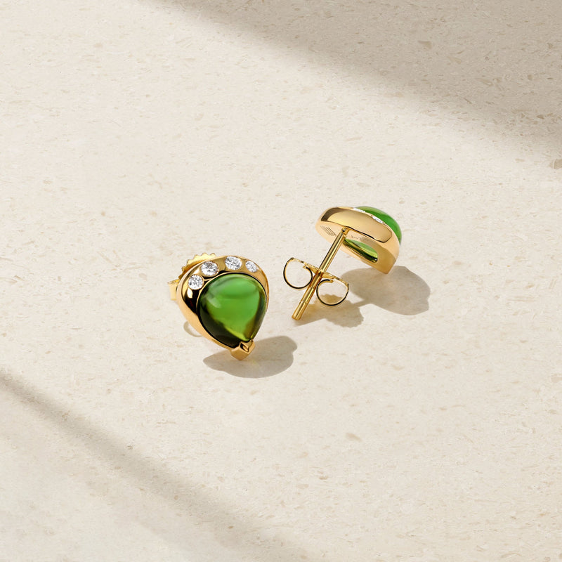 Gumdrop Green Tourmaline Stud Earrings