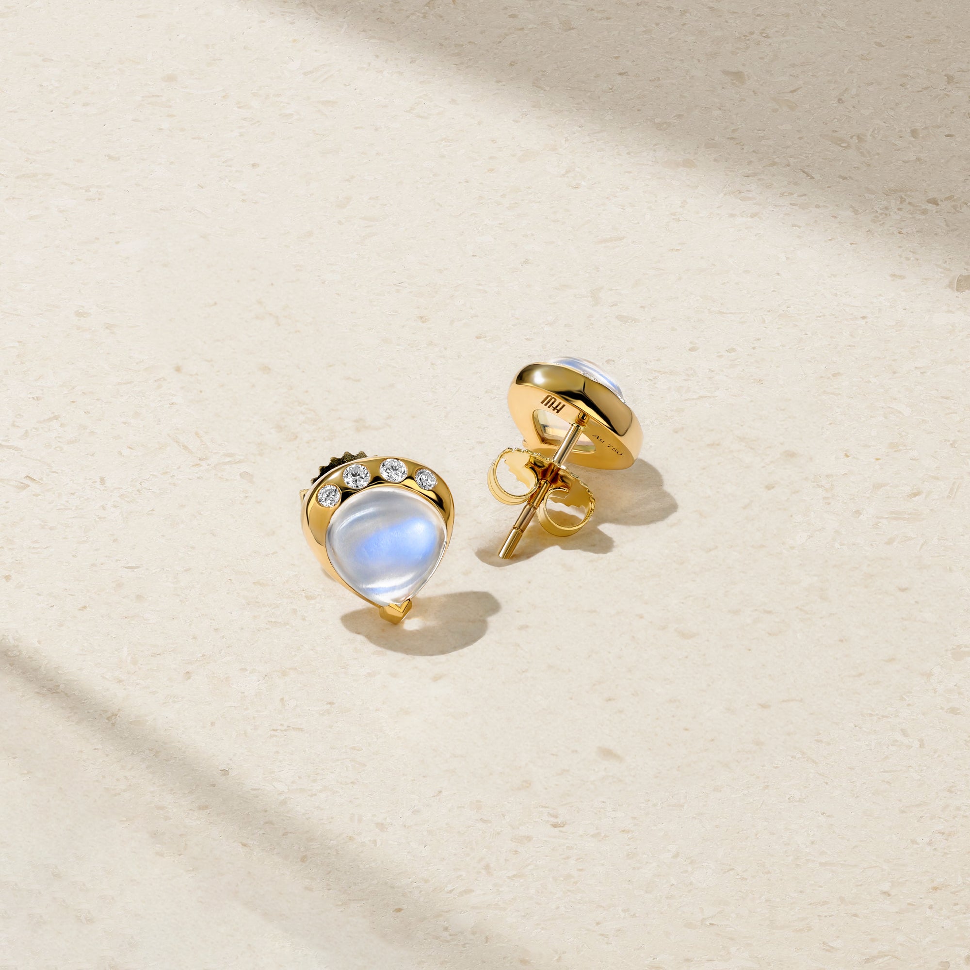 Gumdrop Moonstone Stud Earrings
