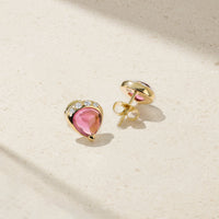Gumdrop Pink Tourmaline Stud Earrings