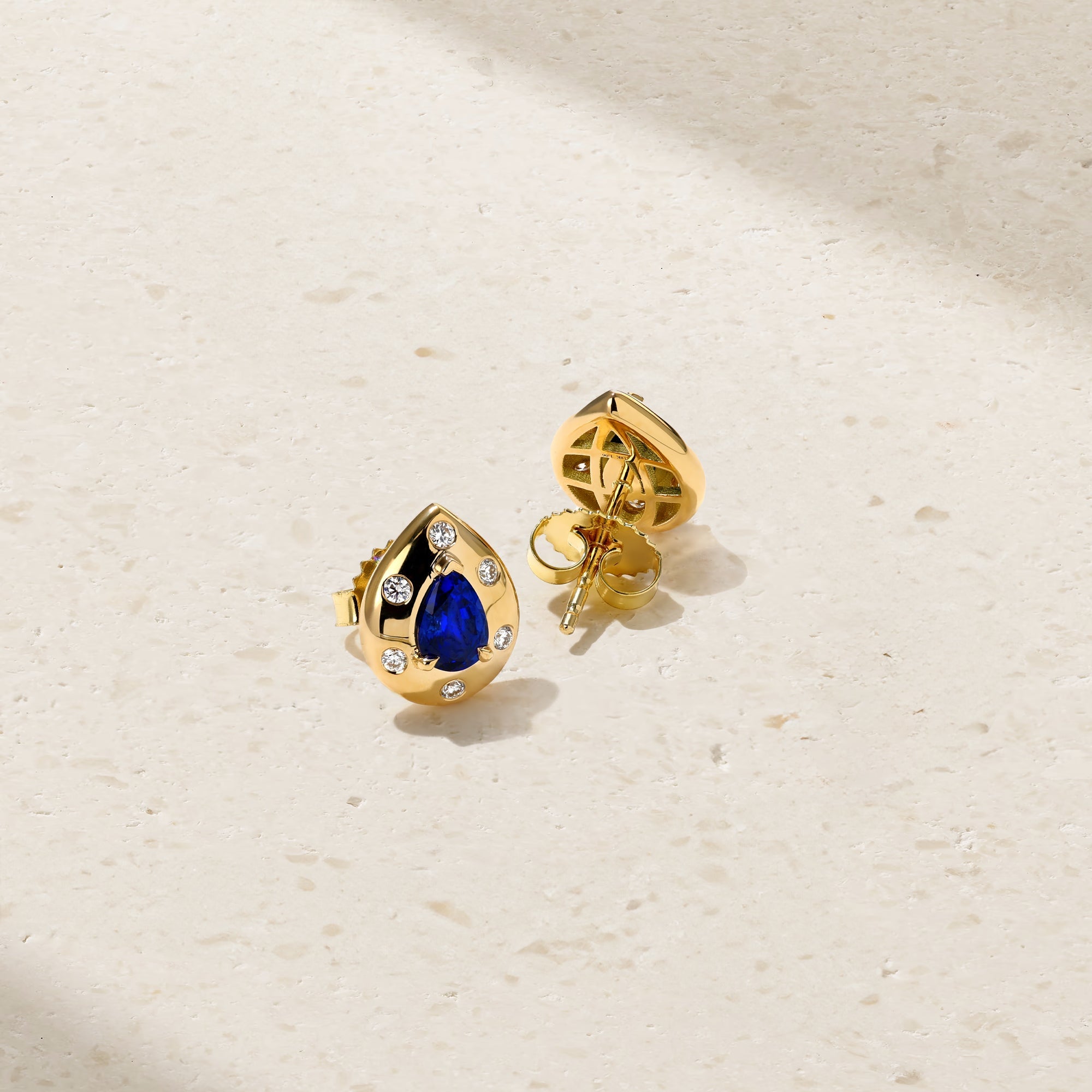Aurum Pear Shaped Sapphire Stud Earrings