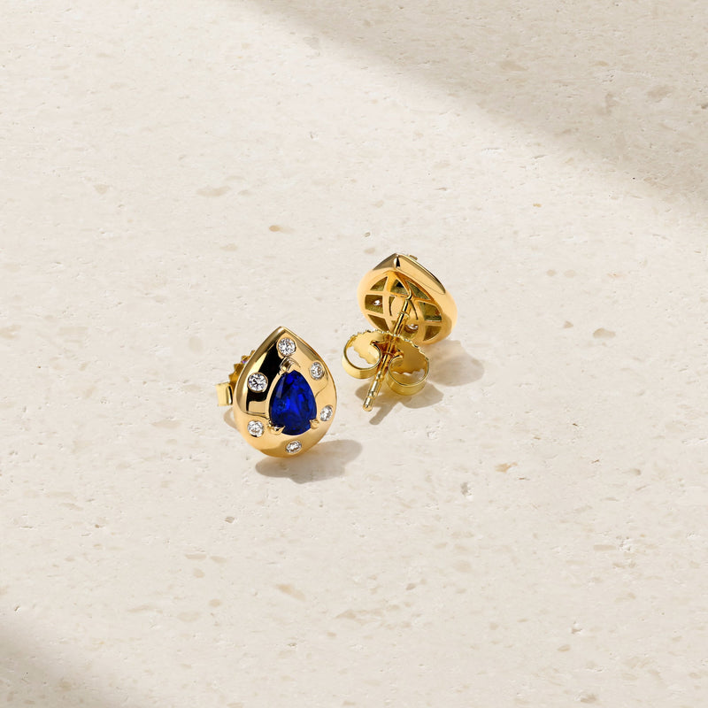 Aurum Pear Shaped Sapphire Stud Earrings