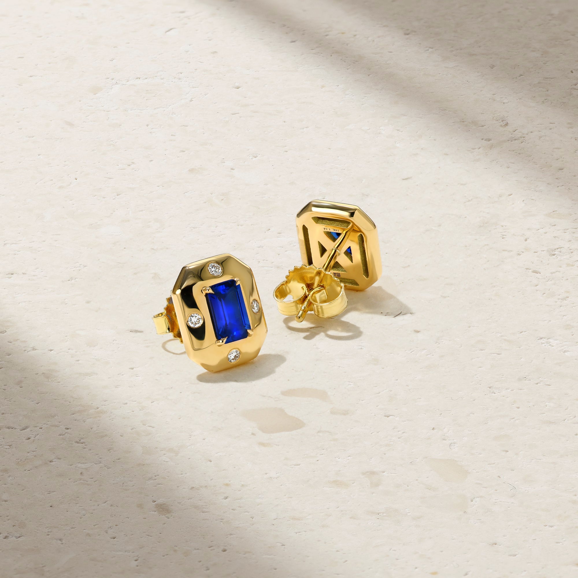 Aurum Octagonal Sapphire Stud Earrings