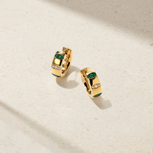 Guardian Pavé Emerald Huggie Earrings