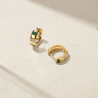 Guardian Pavé Emerald Huggie Earrings