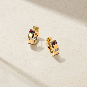 Guardian Pavé Ruby Huggie Earrings