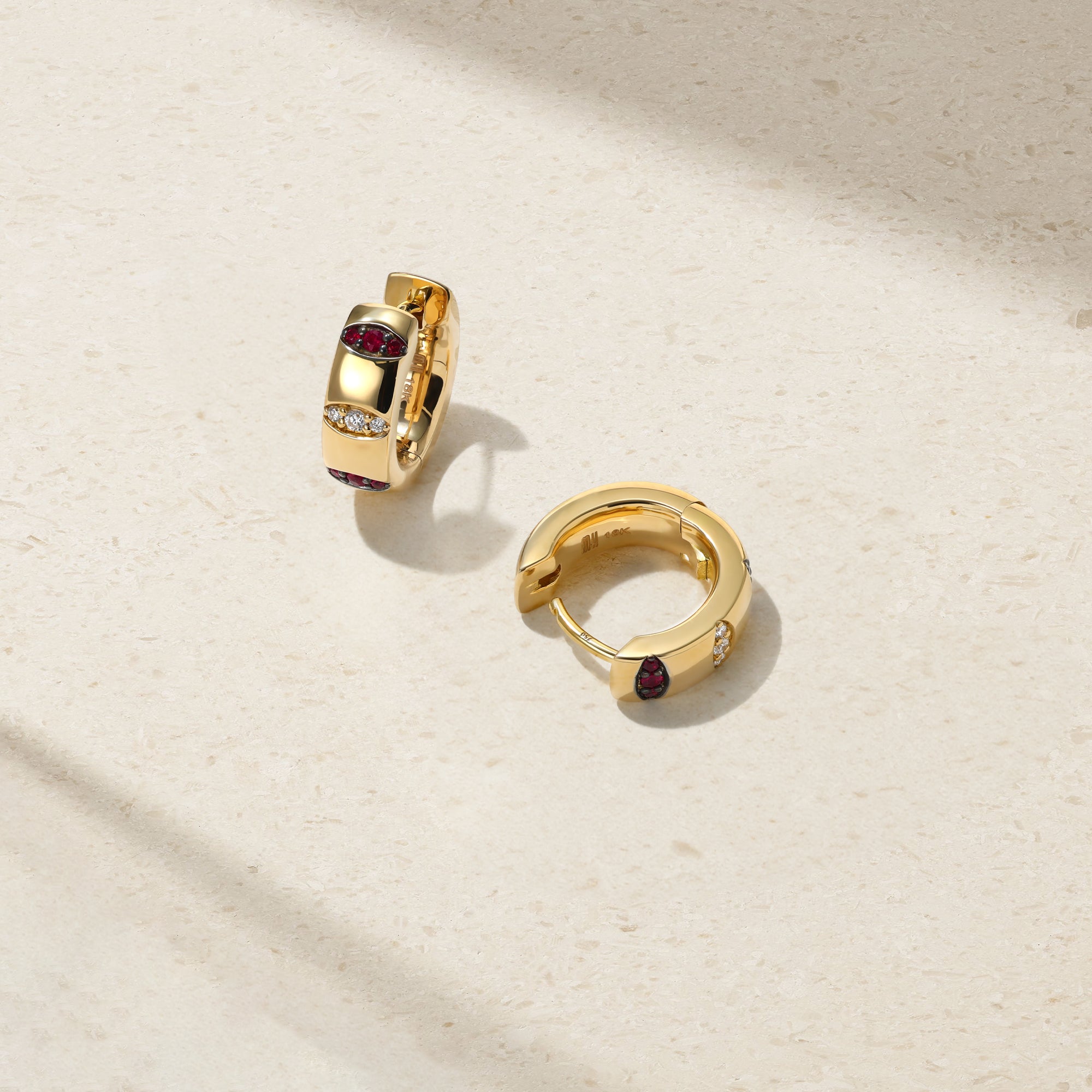 Guardian Pavé Ruby Huggie Earrings