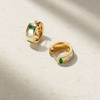 Guardian Emerald and Diamond Huggie Earrings