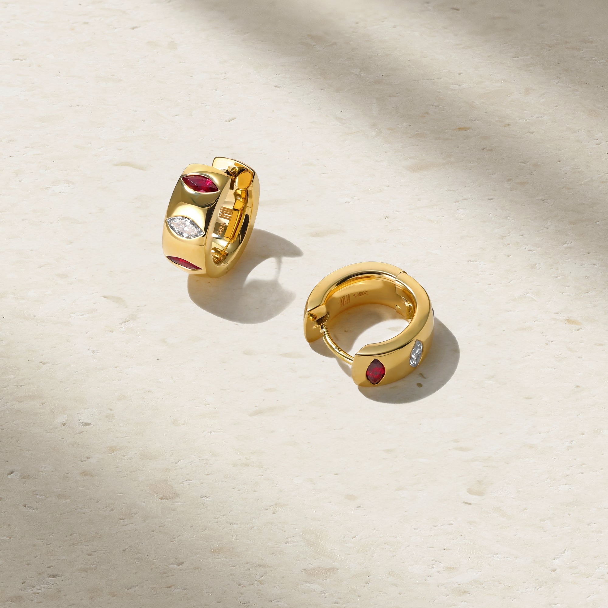 Guardian Ruby and Diamond Huggie Earrings