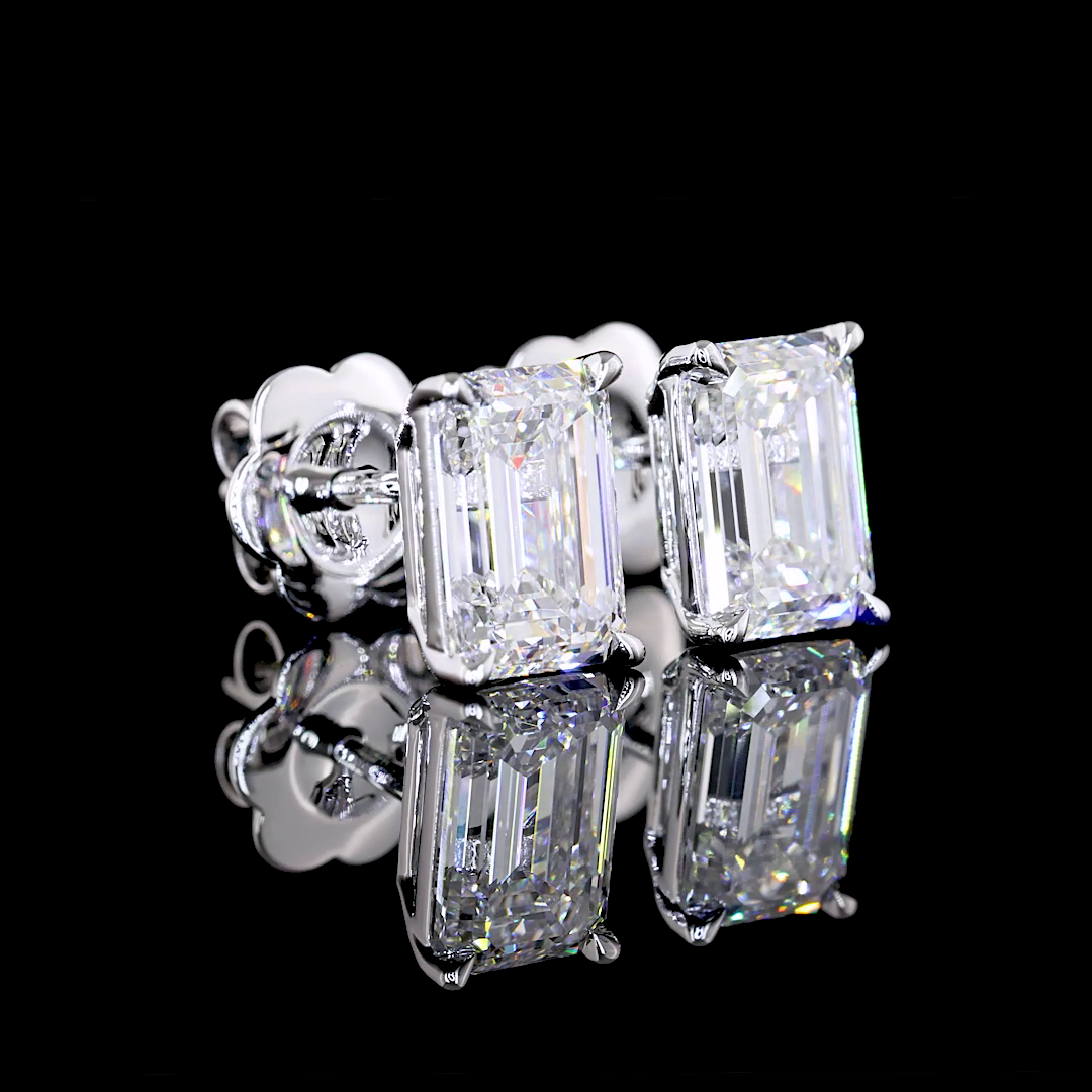 2.5 Carat Emerald Lab Grown Diamond Stud Earrings