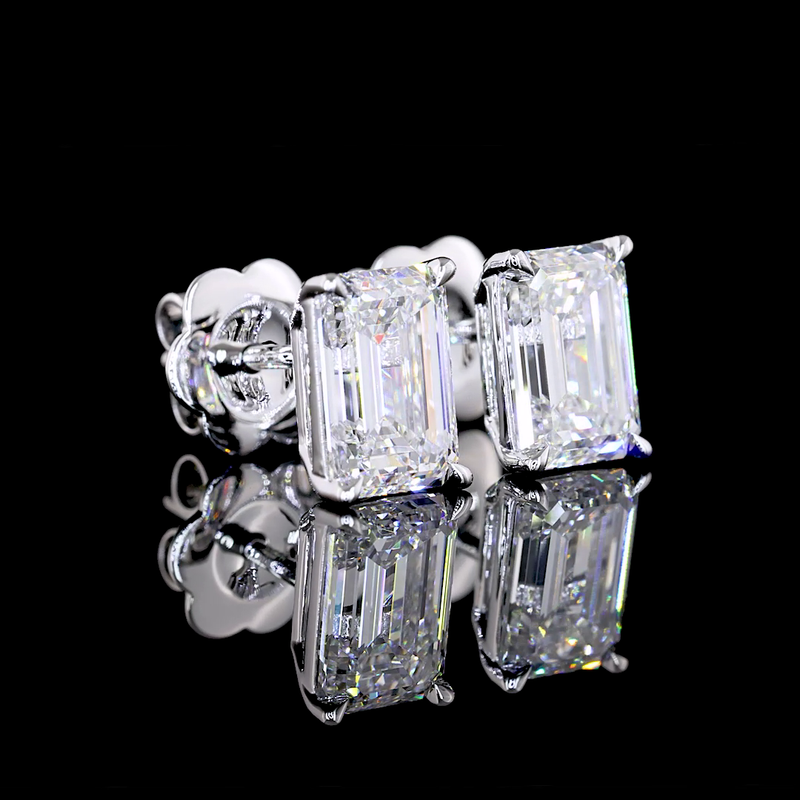 2.5 Carat Emerald Lab Grown Diamond Stud Earrings