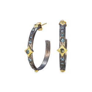 Blue Topaz Hoop Crivelli Earrings