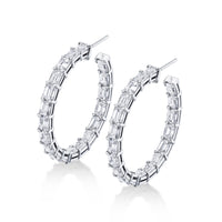 Emerald Cut Diamond Hoop Earrings