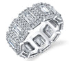 Emerald Cut Diamond Eternity Band with Halos