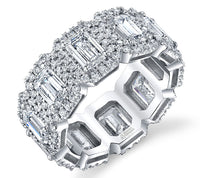 Emerald Cut Diamond Eternity Band with Halos