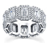 Emerald Cut Diamond Eternity Band with Halos