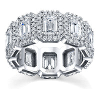 Emerald Cut Diamond Eternity Band with Halos