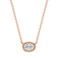 Petite Oval Cut Diamond Yellow Gold Bezel Pendant