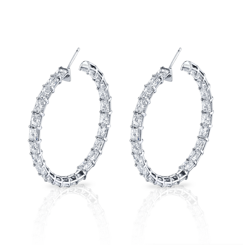 Signature Emerald Cut Diamond Hoops