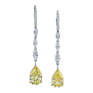 Mix Shape Drop Earring with Fancy Yellow Pear Shape Dangle