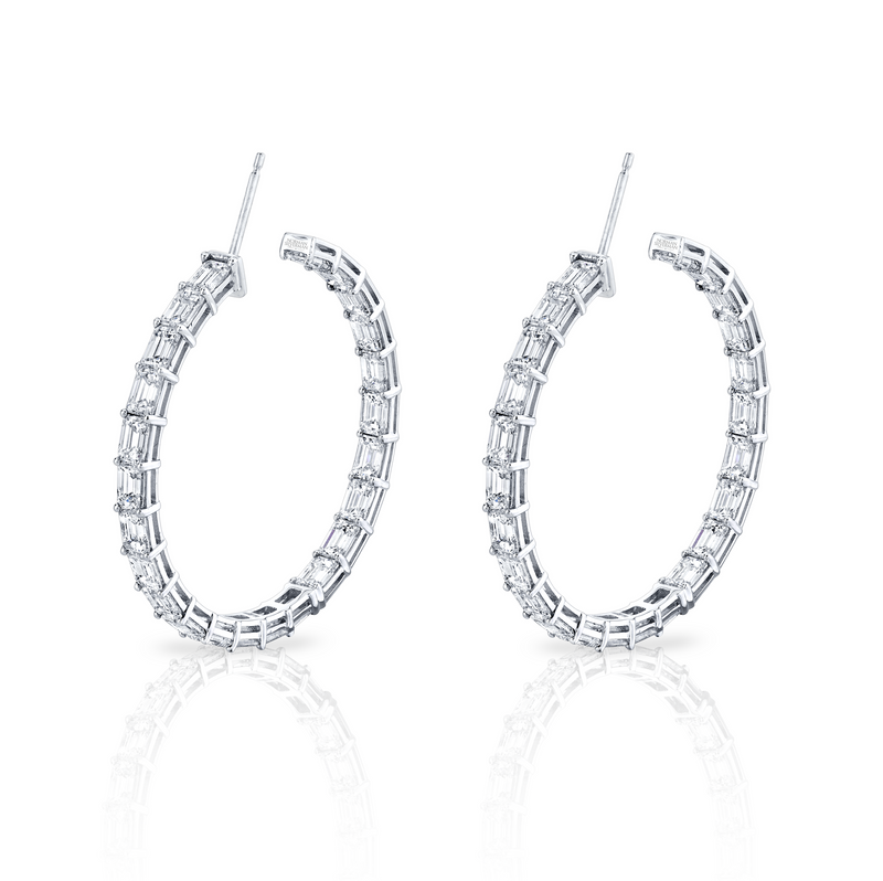 Signature Emerald Cut Diamond Hoops