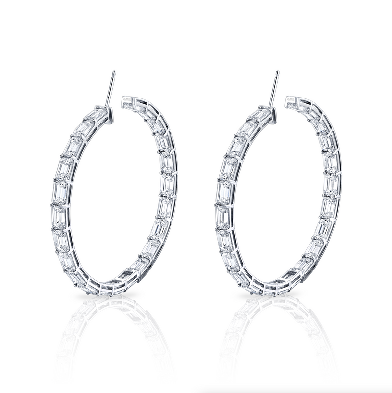 Signature Emerald Cut Diamond Hoops
