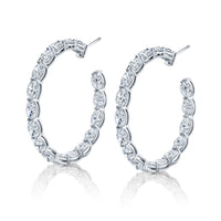 Oval Diamond Hoop Earrings