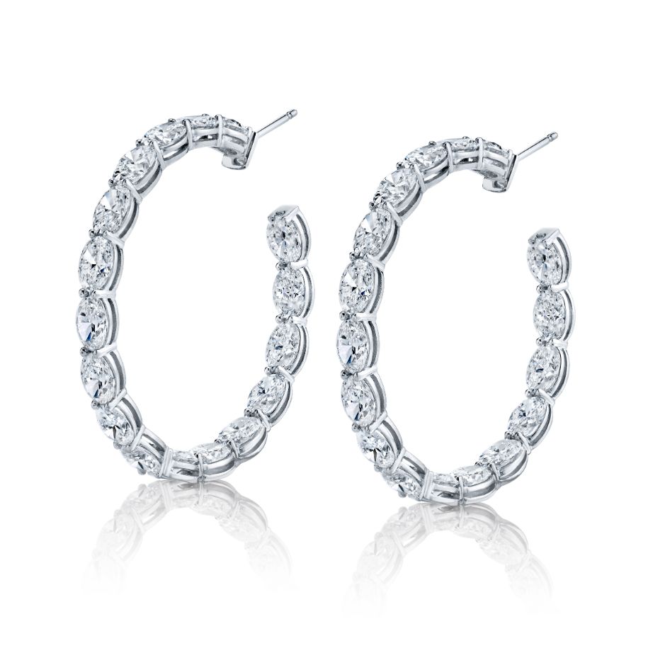 Oval Diamond Hoop Earrings