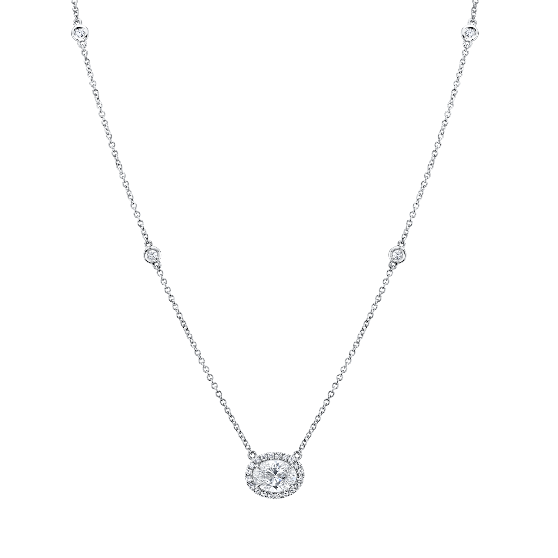 Petite Oval Cut Diamond Pendant