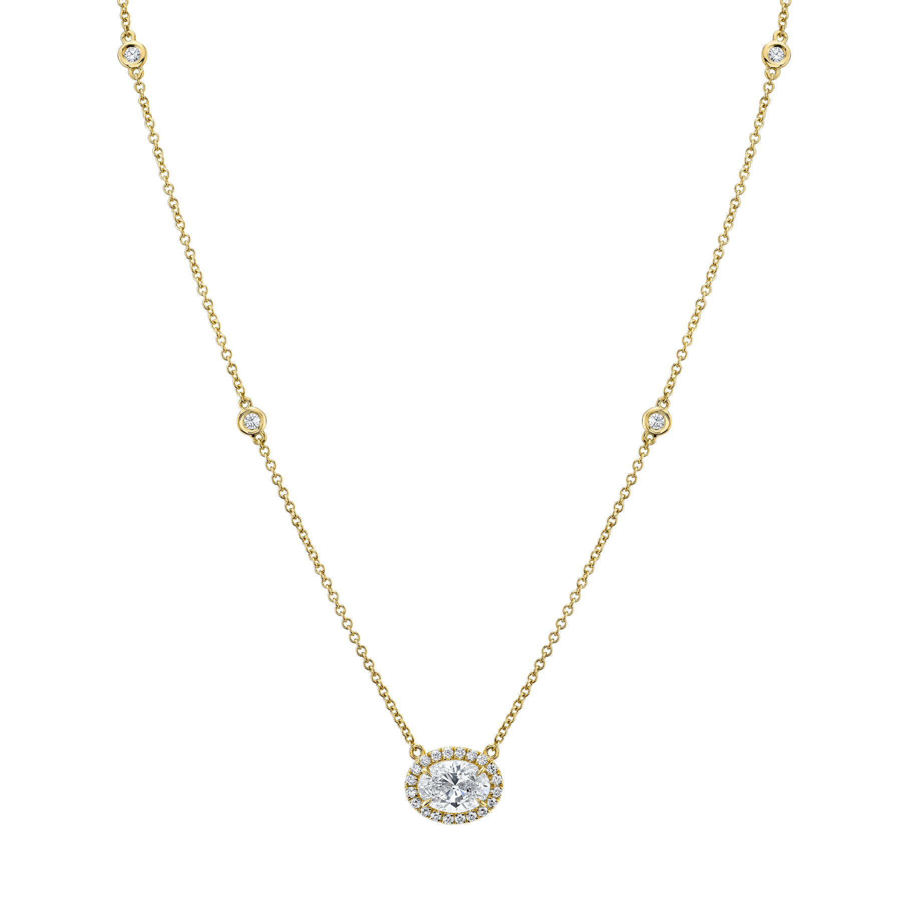 Petite Oval Cut Diamond Pendant