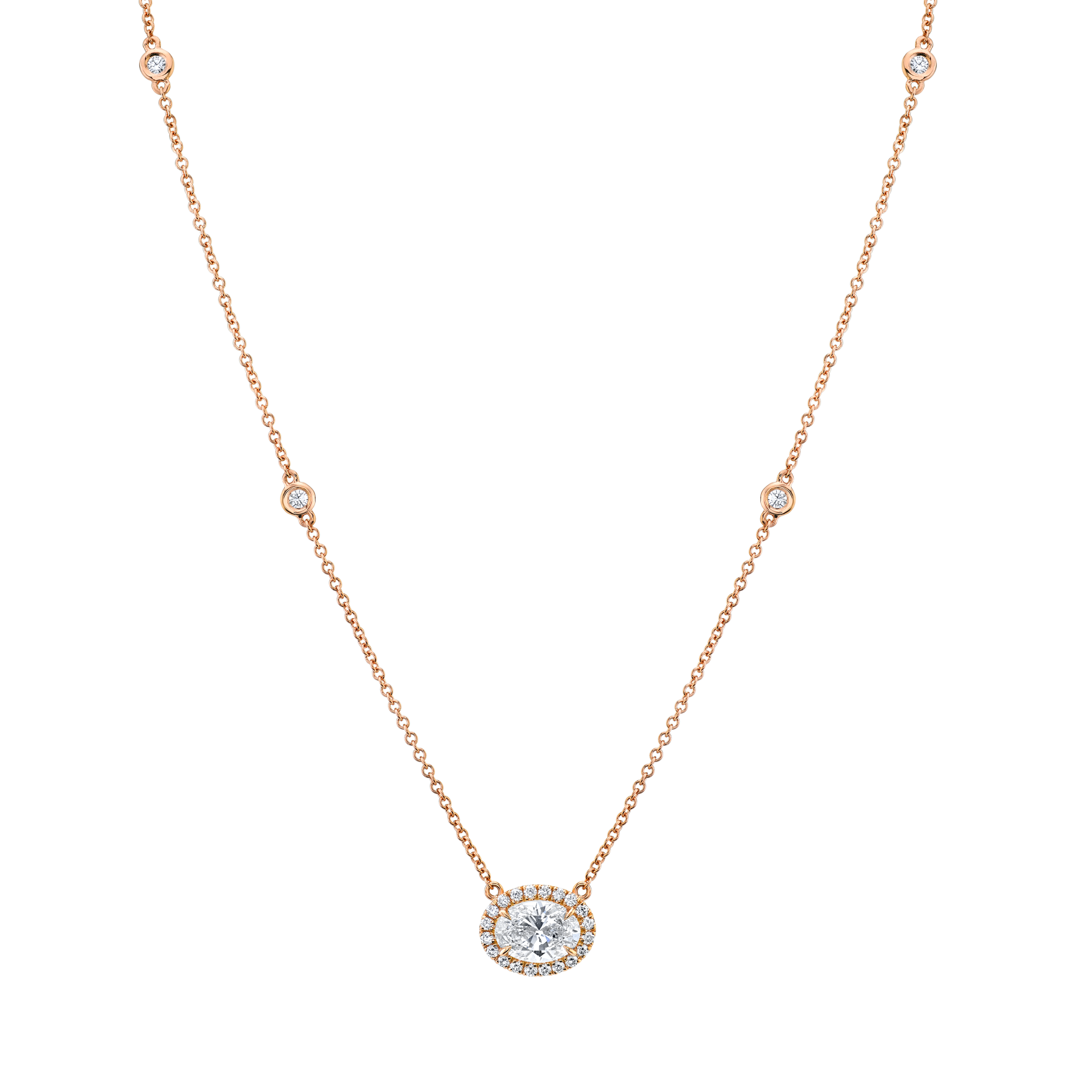 Petite Oval Cut Diamond Pendant